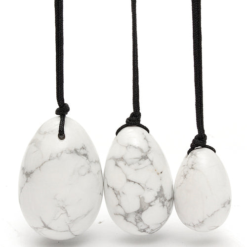 3PCS/set White Howlite Crystal Eggs With Rope