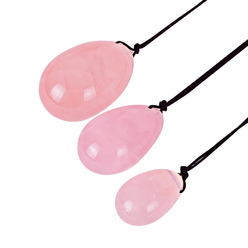 3 pieces/1 set Rose Quartz Crystal With Rope Yoni Eggs